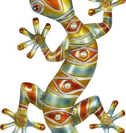 Deco 79 Metal Lizard Home Wall Decor Indoor Outdoor Wall Sculpture, Wall Art 30" x 14" x 2", Multi Colored