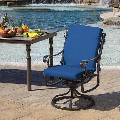 Arden Outdoor Patio Dining Chair Cushion, 20x44, Rain-Proof Seat Pad, Fade-Resistant Outdoor Cushion Cobalt Blue Texture