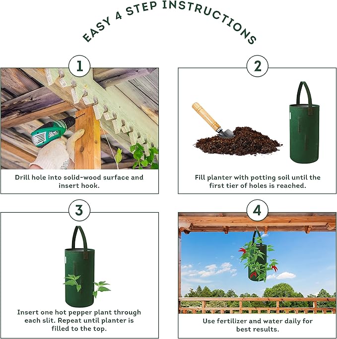 Hanging Aeration Planter for Hot Peppers, Strawberries and Herbs, Eight Holes Per Planter