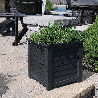 Mayne Lakeland 20-Inch Square Planter – Self-Watering, Weather-Resistant Planter for Flowers – Durable Outdoor Design for Patio, Porch, or Entryway