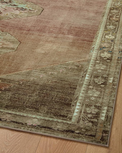 Loloi Magnolia Home by Joanna Gaines Sinclair Collection SIN-06 Clay/Tobacco 2'-3" x 11'-6", .25" Pile Height, Machine Washable, Runner Rug