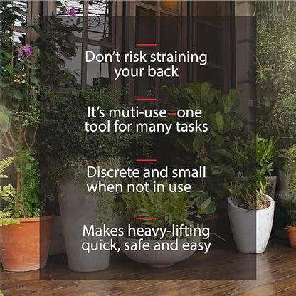 PotLifter - Potted Plant Mover and Essential Lifting Tool For Garden Flower Pots, Planters, Trees, Rocks - Lifts Up to 200 Pounds - A Plant Caddy Alternative, Easily Move Heavy Items Around Your Yard
