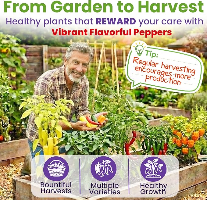 Hot Pepper Seeds for Planting, Cayenne, Hungarian Yellow, Jalapeno, Serrano, Habanero Orange, Heirloom Pepper Seeds Variety Pack, NonGMO, Made in USA