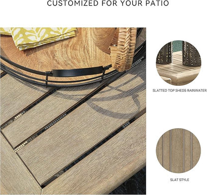 Signature Design by Ashley Gerianne Outdoor Square End Table with Slatting Styling and 5-Step Finishing Process, Eucalyptus Wood Frame, 22" High, Grayish Brown