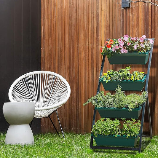 Outland Living 4-Ft Raised Garden Bed - Vertical Garden Freestanding Elevated Planters 4 Container Boxes - Good for Patio Balcony Indoor Outdoor - Perfect to Grow Vegetables Herbs Flowers