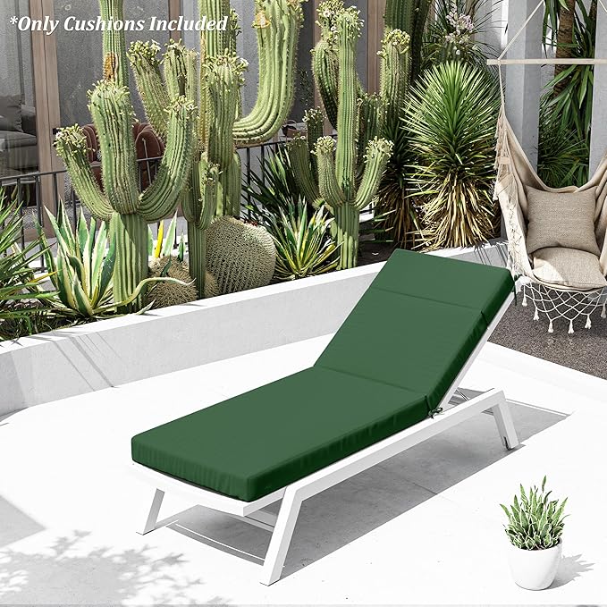 Chaise Lounge Cushion for Outdoor Furniture, Waterproof Fade and Tear Resistant Lounge Deck Chair Cushions for Patio Lawn Pool Resort Hotel