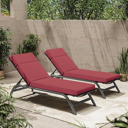 2 Pcs Chaise Lounge Cushions Outdoor, 80" L X 26" W X 4" D Lounge Chair Cushions for Outdoor Furniture, High-Density Foam Patio Chaise Cushion-Waterproof Fade-Resistant ThickPatio lounge chair cushion