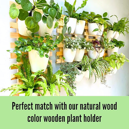 LaLaGreen Wall Mounted Planters for Indoor Plants - 10 Pack, 5 Inch Self Watering Plastic Pot, Living Hanging Eco Wall Planter System, Trendy Live Wall Garden for Herb, White