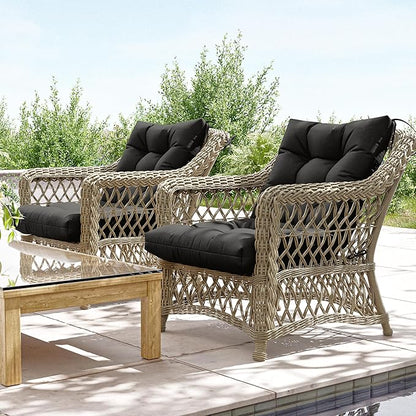 Patio Seat&Back Chair Cushions for Outdoor Furniture，Comfortable Cushions for Rocking/Dining/Lawn Chair-Set of 2