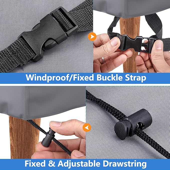 Heavy Duty Patio Sofa Cover, Mrrihand 3-Seater Outdoor Sofa Loveseat Cover, Outdoor Patio Furniture Cover with Air Vent and Handles, 78" W×42" D×32" H, Grey