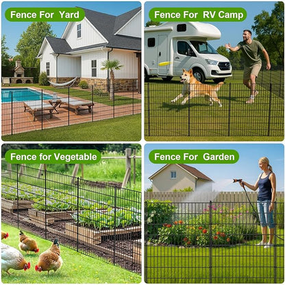 Land Guard 20-Panels No Dig Decorative Fence 40 in(H) x 50 ft(L), Tall Garden Fence Animal Barrier, Removable Fence for Garden, Rustproof Metal Animal Barrier Ground Stakes Fencing