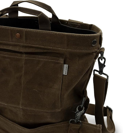 Barebones Harvesting and Gathering Bag - Foraging, Harvest and Fruit Picking Bag with Convertible Straps - Water-Resistant Waxed Canvas Gardening Tool Bag (Dark Khaki)