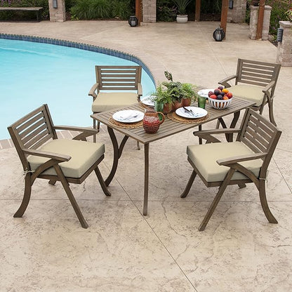 Arden Foam Outdoor Seat Cushions (4-Pack), 19 x 19, Premium High-Density Foam, Never Flattens, Weather-Proof for Outdoor Chairs Tan Leala