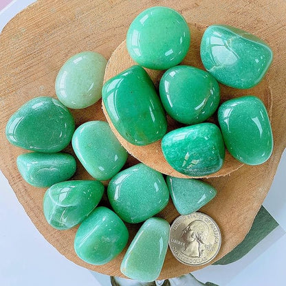 QINJIEJIE Crystals Green Aventurine (1000+ Carats) Polished Stone 0.6-1" Natural Irregular Stone Tumbled Reiki Healing Crystal Decoration Bulk 0.45 LB 200G