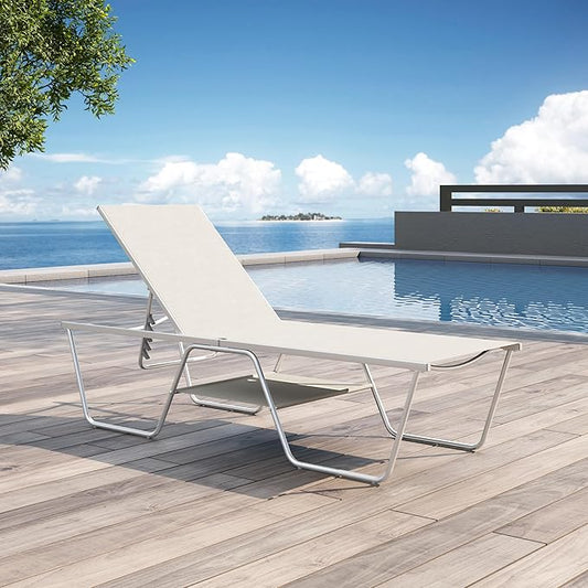 Sophia & William Outdoor Chaise Lounge Chair, 78" Long Reclining Lounge Chairs with 5 Adjustable Backrest, Oversized Patio Chaise Lounge Chair for Outside Poolside Beach Yard, Grey