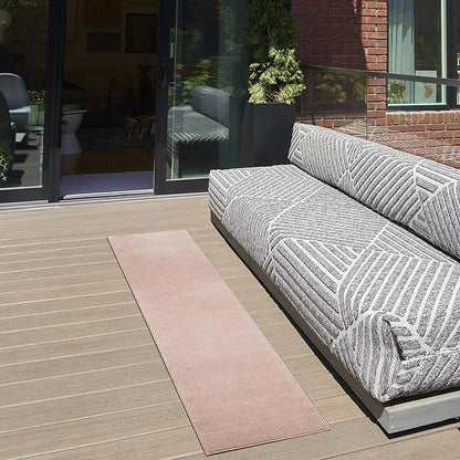 Nourison Home Essentials Indoor/Outdoor Pink 2'2'' x 7'6'' Area-Rug, Easy-Cleaning, Non Shedding, Bed Room, Living Room, Dining Room, Backyard, Deck, Patio (2x8)