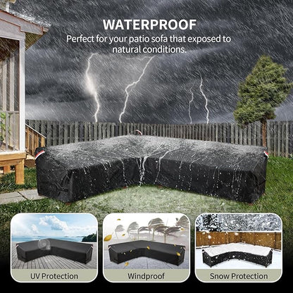 KylinLucky Outdoor Patio Furniture Cover fit 100 x 100 inch, 98 x 98, 96 x 96 L-Shaped Sectional Sofa, Waterproof Weatherproof Heavy Duty 600D Garden Cover for Outside L Shape Couch