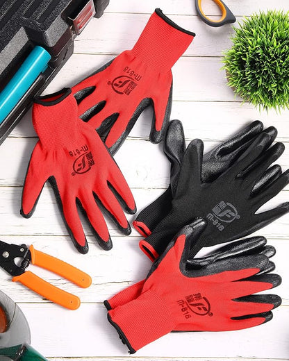 Nuogo 48 Pairs Gardening Gloves for Men Women Rubber Coated Safety Work Gloves Bulk for Gardening Construction Work