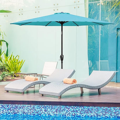 Simple Deluxe 9' Patio Outdoor Table Market Yard Umbrella Replacement Top Cover with 8 Ribs, 9ft Canopy, Turquoise Canopy (Replacement Canopy Only fits 9 ft 8 ribs patio umbrella)