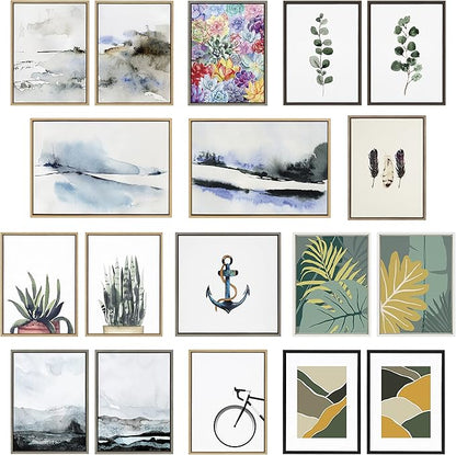 Kate and Laurel Sylvie Eucalyptus 4a & Eucalyptus 4b Framed Canvas Wall Art Set by Maja Mitrovic of Makes My Day Happy; 2 Piece 18x24 Gold; Chic Greenery Wall Décor