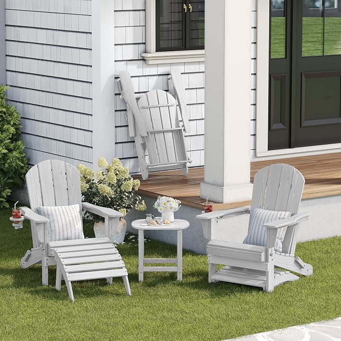 Outdoor 18" HDPE Side Table Set of 2 for Patio Porch Pool, Weather Resistant Standard End Table for Backyard and Indoor, Easy Maintenance & Indoor Outdoor Durable Construction(White)