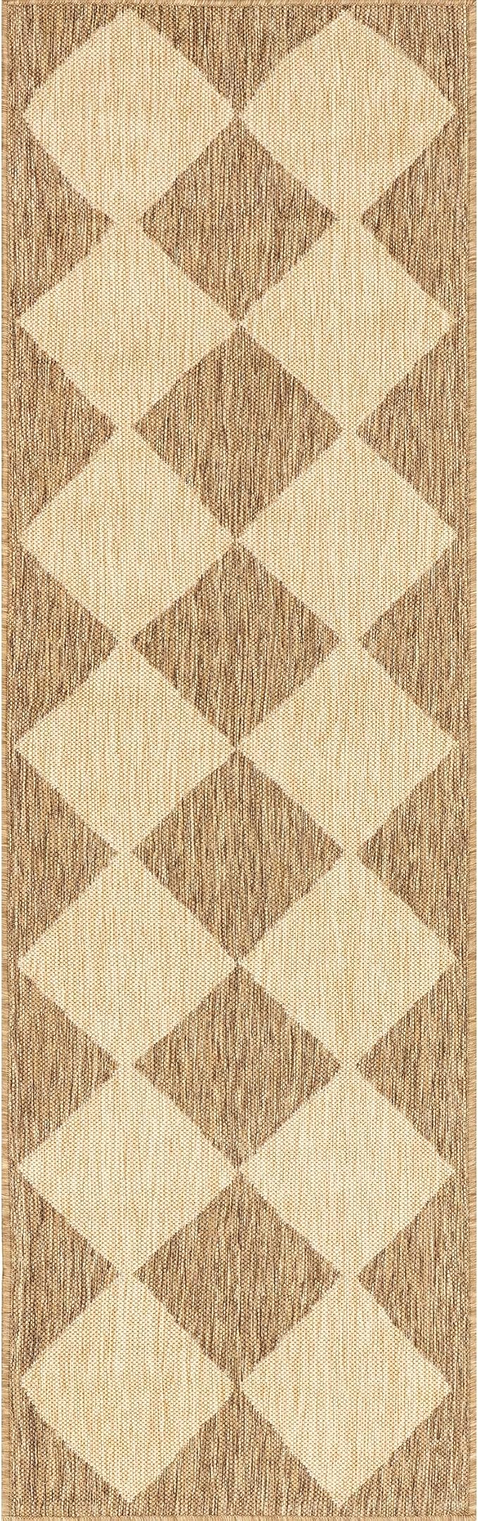 nuLOOM Outdoor Performance Collection Sabina Brown/Ivory, 2' x 6', Soft and Cozy, High Traffic, Stain Resistant, Easy Clean, Durable Runner for Indoor/Outdoor Patio, Deck, Porch, Garden, Courtyard