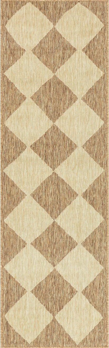 nuLOOM Outdoor Performance Collection Sabina Brown/Ivory, 2' x 6', Soft and Cozy, High Traffic, Stain Resistant, Easy Clean, Durable Runner for Indoor/Outdoor Patio, Deck, Porch, Garden, Courtyard