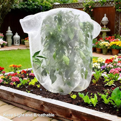 Garden Mesh Netting with Drawstring & Zipper,4PACK Mesh Netting Pest Barrier Protection Bird Mosquito Net Plants Cover for Patio Vegetable Plants Fruit Tree (4FTx5.9FT+2.3FTx3.3FT)