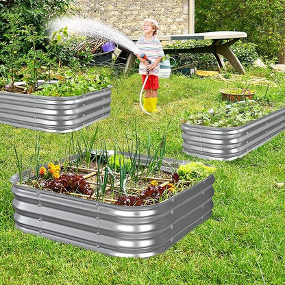 Galvanized Raised Garden Bed, 2x2 ft Heavy Duty Metal Planter Box for Vegetables, Flowers & Herbs, 12" Raised Outdoor Modular Gardening Bed, Above Ground Growing Container, Easy Assembly, Silver