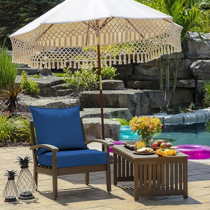 Arden Outdoor Foam Deep Seat Cushion Set (4-Pack), 24x24, Premium High-Density Foam, Never Flattens, Weather-Proof for Patio Chair Sofa Couch, Cobalt Blue Texture