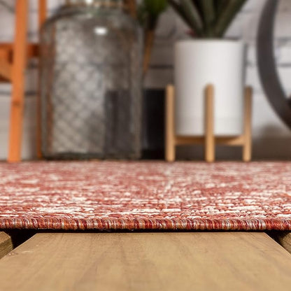 JONATHAN Y Boho Medallion Indoor Outdoor Octagon Area Rug 5 Ft Red/Taupe, Malta Textured Weave for Backyard, Patio, Porch, Easy-Cleaning, High Traffic, Pet-Friendly, Non-Shedding (SMB104A-5TGN)
