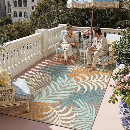 5x8 Indoor Outdoor Area Rug Washable Patio Rug Brown Non Slip Non Shedding Waterproof Carpet for Living Room Bedroom Backyard Porch Camping RV Balcony Poolside