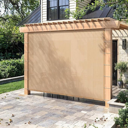 90% Sun Shade Cloth with Grommets, Customizing Outdoor Pergola Shade Cover Canopy, Heavy-Duty Mesh Tarp Patio Sun Screen for Lawn Garden Backyard, 11X11 FT, Wheat
