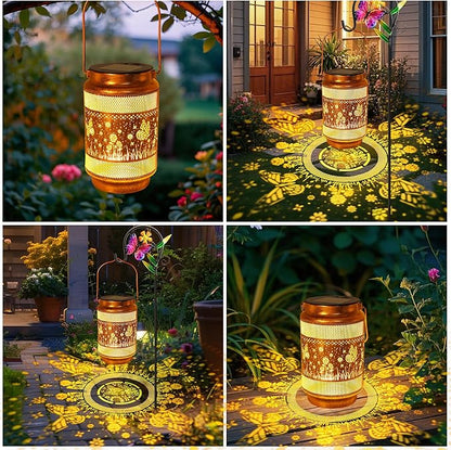 2 Pack Butterfly Solar Lanterns Outdoor Waterproof Solar Garden Decor, Birthday Gifts for Mothers Day Women Mom Grandma, Metal Hanging Lights with Shepherd Hook for Outside Yard Patio Pathway Porch