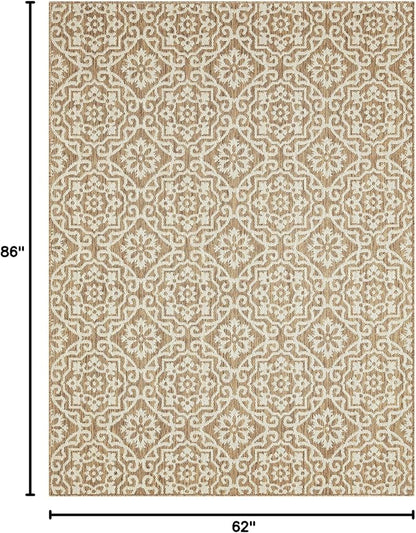 Nicole Miller New York Patio Country Danica Transitional Geometric Indoor/Outdoor Area Rug, Brown/Beige, 5'2"x7'2"