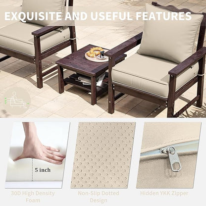 Premium Outdoor Seat Cushion Chair Cushions for Patio Furniture 24 L X 24 W X 5 H Waterproof & Fade Resistant Deep Seat and Backrest Cushion Set with Removable Covers for Chair, Sofa