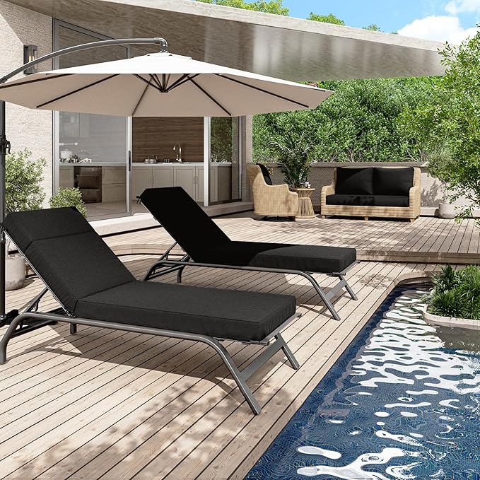 Chaise Lounge Cushions Outdoor, 80" L X 26" W X 4" D Lounge Chair Cushions for Outdoor Furniture, High-Density Foam Outdoor Chaise Cushion-Waterproof Fade-Resistant ThickPatio lounge chair cushion