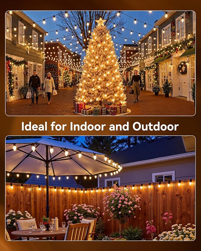 Brightown Commercial 500FT C9 Christmas Stringer Bulk Reel, C9 Light Sockets Set Spool with 12" Spacing, UL Listed Christmas Roof Lights Cord, SPT-1 8-Awg, Black