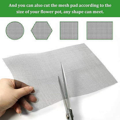 18pcs Flower Pot Hole Mesh Pad, 11.8x7.8 Inch Planter Mesh Drainage Screen, DIY Drainage Netting Pot Bottom Grid Mat Keep Soil from Flowing Away