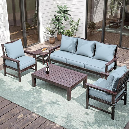 Premium Outdoor Seat Cushion Chair Cushions for Patio Furniture 22 L X 24 W X 4 H Waterproof & Fade Resistant Deep Seat and Backrest Cushion Set with Removable Covers for Chair, Sofa