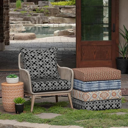 Arden Outdoor Deep Seat Cushion Set, 24 in x 24 in, Weather-Proof, Rain-Proof, Fade Resistant Patio Cushion for Chair, Sofa, and Couch Black Global Stripe
