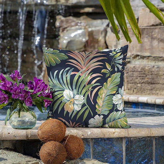 Arden Outdoor Toss Pillow, 2 Pack, 16 x 16, Rain-Proof, Fade Resistant Simone Blue Tropical