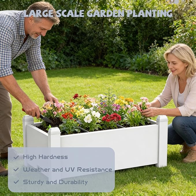 Elevated Raised Garden Bed, 14 Gallon Outdoor Large Resin Patio Planter Box Stand Divisible with Drain Plug, Water Monitor for Plants Vegetables Flowers Fruits (Ashen)