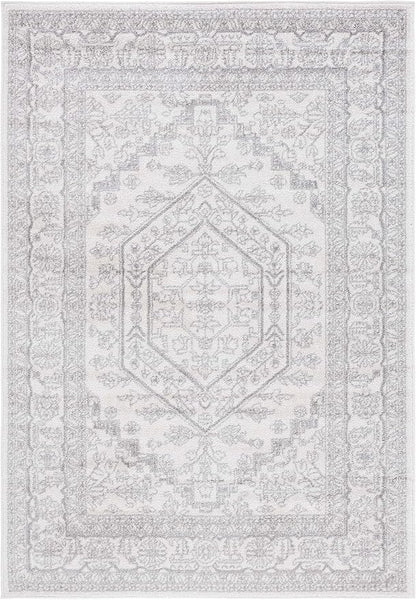 SAFAVIEH Adirondack Collection Accent Rug - 4' x 6', Ivory & Silver, Oriental Medallion Design, Non-Shedding & Easy Care, Ideal for High Traffic Areas in Entryway, Living Room, Bedroom (ADR108B)