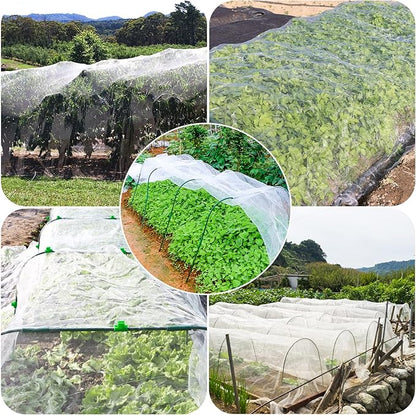 Garden Netting Kit, 10x30 Ft Pest Barrier Bird Ultra Fine Mesh Netting with 6Sets Garden Hoops & 36 Clips for Raised Beds, Garden Plants Net Protection for Vegetable Fruit Flowers Greenhouse Row Cover