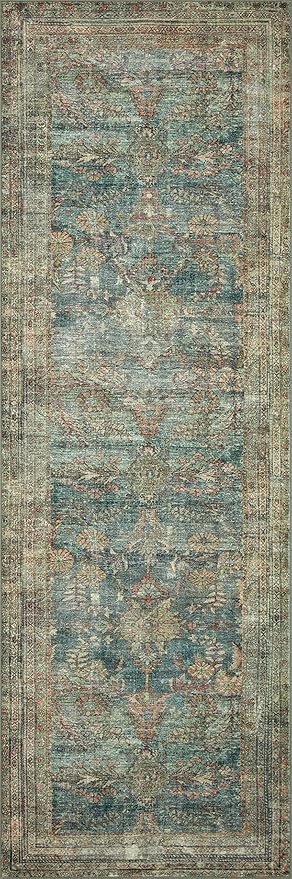Loloi Magnolia Home by Joanna Gaines Banks Collection BAN-01 Ocean/Spice 8'-6" x 11'-6", .13" Pile Height, Machine Washable, Area Rug