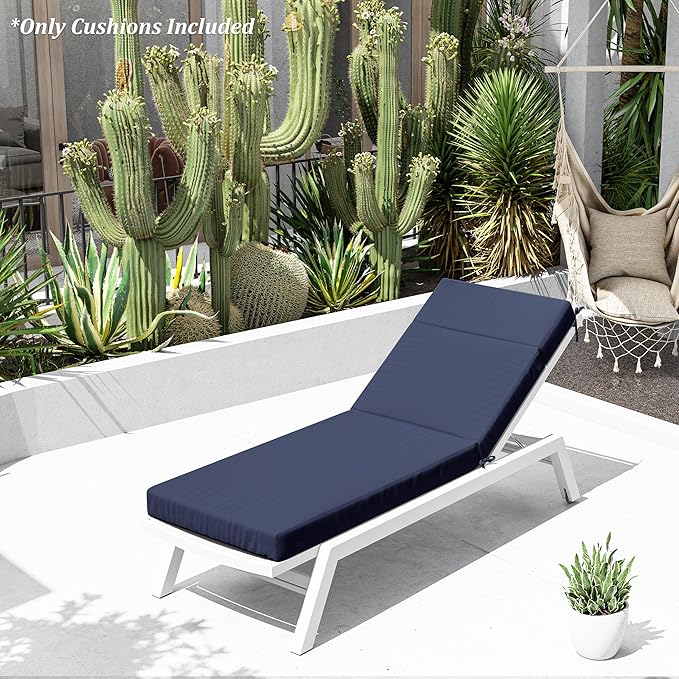 Chaise Lounge Cushion for Outdoor Furniture, Waterproof Fade and Tear Resistant Lounge Deck Chair Cushions for Patio Lawn Pool Resort Hotel