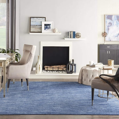 Nourison Home Essentials Indoor/Outdoor Navy Blue 10' x 14' Area Rug, Easy Cleaning, Non Shedding, Bed Room, Living Room, Dining Room, Backyard, Deck, Patio (10x14)