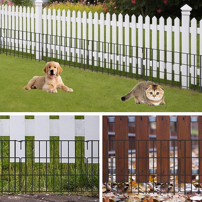 Decorative Garden Fences 17in x 23.3ft, 22 Pack Outdoor Fencing Animal Barrier Dog Border with 1.25in Gap, Metal Wire Fence Panels for Garden Decor, Flower Bed Edging Borders for No Dig Patio Yard