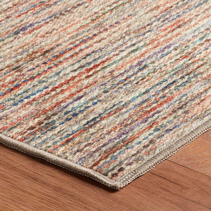 Dash & Albert Clay Multi Machine Washable Rug, 3 X 5 Feet, Multi Stripe Pattern
